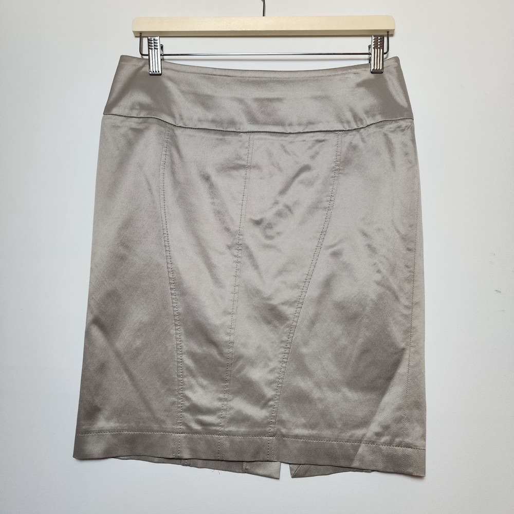 Cinque Carmel Satin Twill Pencil Skirt Taupe Champagne Size 6 / D 36